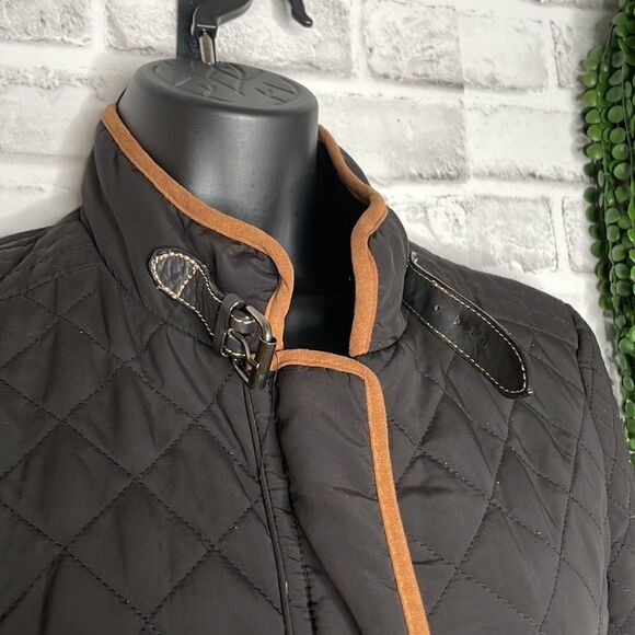 Zara Woman Lightweight Puffer Coat Jacket Black & Tan Size Small - Picture 5 of 9